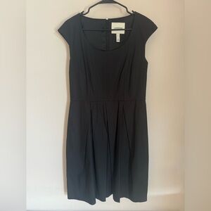 Lands End Black Cap Sleeve Knee Length Sheath Dress Women Size 10